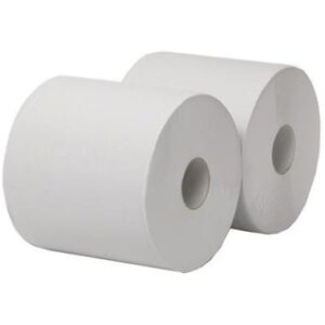 2-laags Maxirol poetsrol, 555 m x 25 cm, recycled, wit - wit
