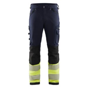 Blåkläder werkbroek met 4-weg stretch zonder spijkerzakken 11931642 - Marine/High Vis Geel