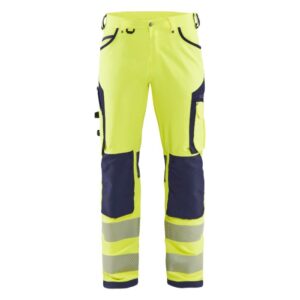 Blåkläder High Vis werkbroek met 4-weg stretch zonder spijkerzakken 11971642 - High Vis Geel/Marineblauw