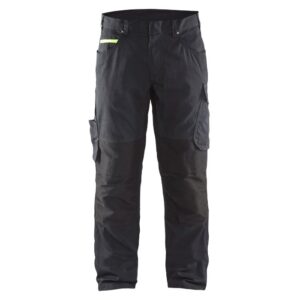 Blåkläder Service werkbroek met stretch zonder spijkerzakken 14951330 - Zwart/High Vis Geel
