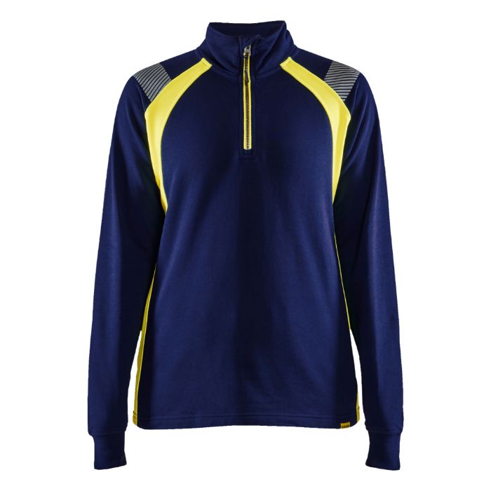 Blåkläder Dames sweatshirt halve rits Visible 34031158 - Marine/High Vis Geel