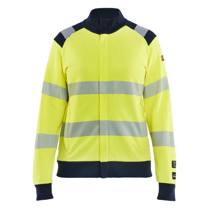 Blåkläder Dames Multinorm Sweatshirt met rits 34711762 - High Vis Geel/Marineblauw