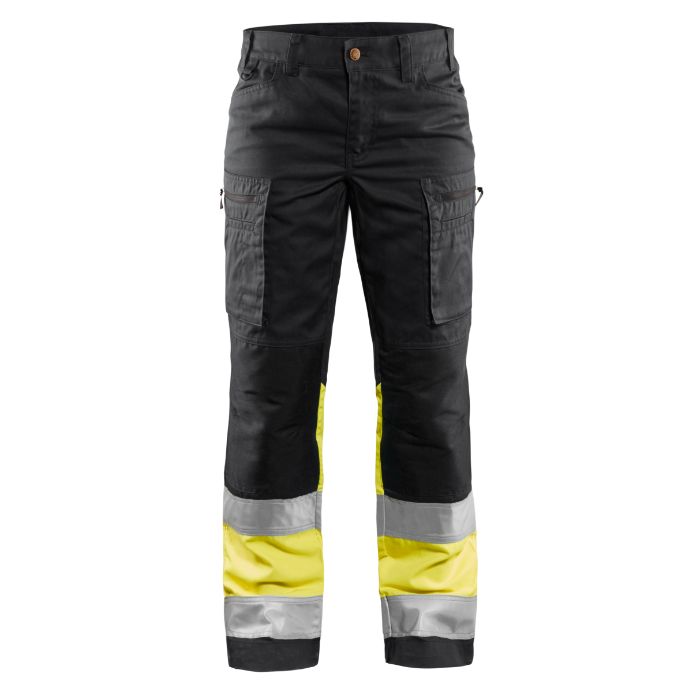 Blåkläder Dames werkbroek High Vis met stretch 71611811 - Marine/High Vis Geel