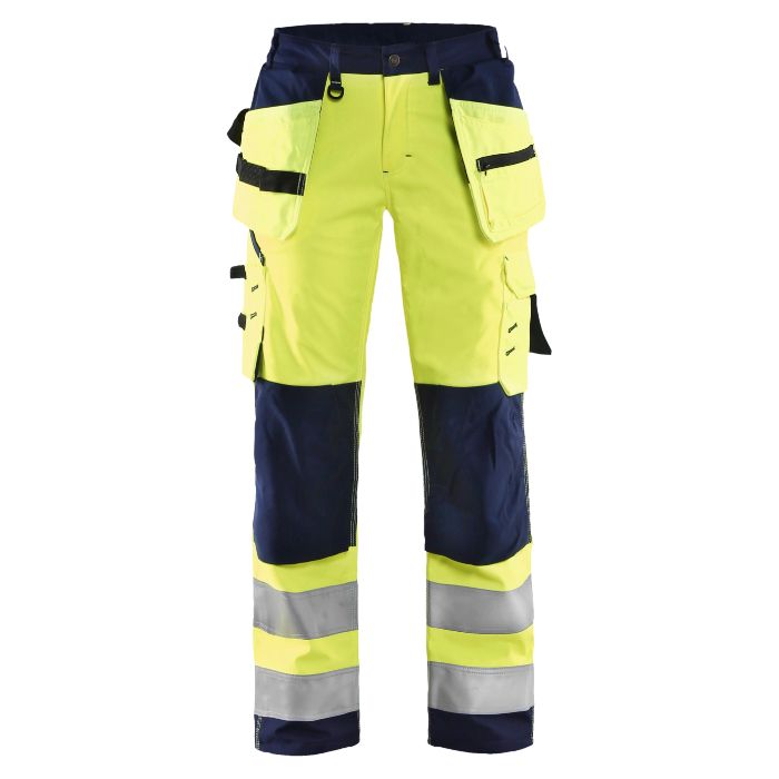Blåkläder Dames Softshell werkbroek High Vis 71672517 - High Vis Geel/Marineblauw