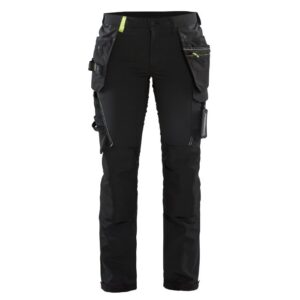 Blåkläder Dames 4-weg stretch werkbroek 71921645 - Zwart/High Vis Geel