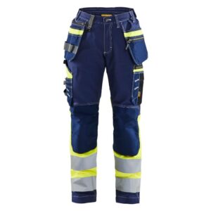 Blåkläder Dames High Vis werkbroek met Stretch 71961370 - Marine/High Vis Geel