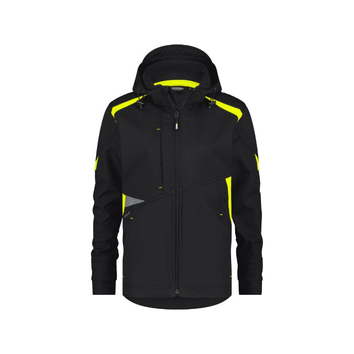 DASSY® Kalama Women Softshelljas voor dames 300547 - ZWART/FLUOGEEL