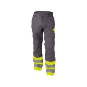 DASSY® Lenox Multinorm hoge zichtbaarheidsbroek met kniezakken 200818 - GRAFIETGRIJS/FLUOGEEL
