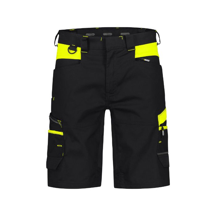 DASSY® Manilla Werkshort met stretch 250108 - ZWART/FLUOGEEL