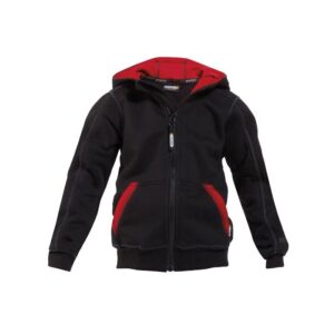 DASSY® Watson Kids Sweater met lange rits en kap 300391 - ZWART/ROOD
