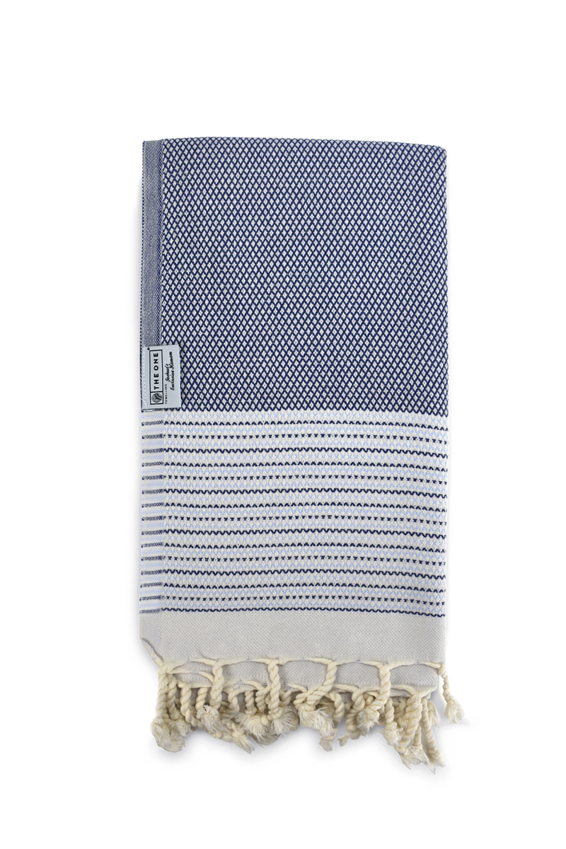 The one Hamam Exclusief 90 x 170 cm T1-Hamexclusive borduren - Navy