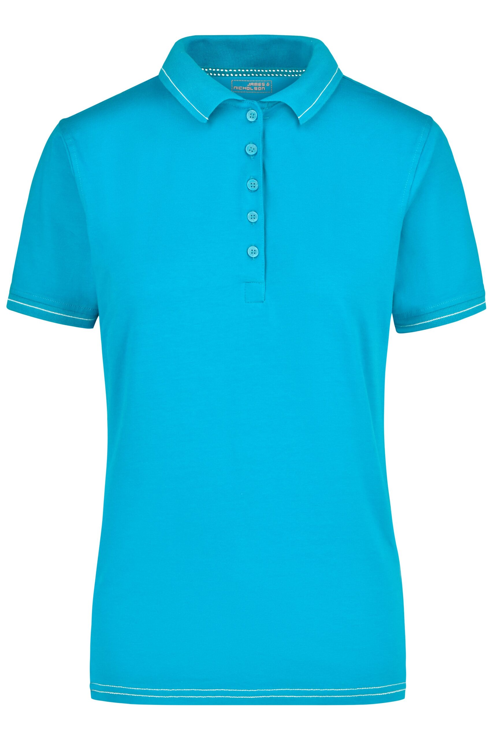 James & Nicholson Ladies' Elastic Polo JN568 - aqua/white