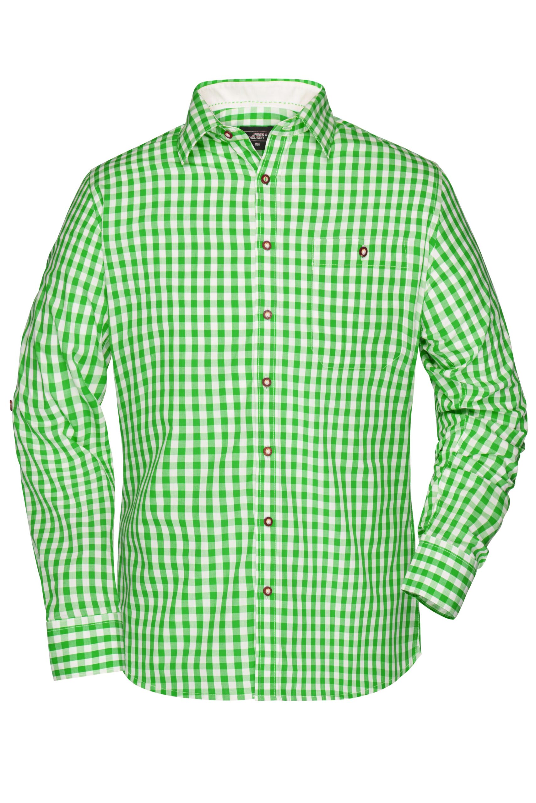 James & Nicholson Men's Traditional Shirt JN638 - green/white