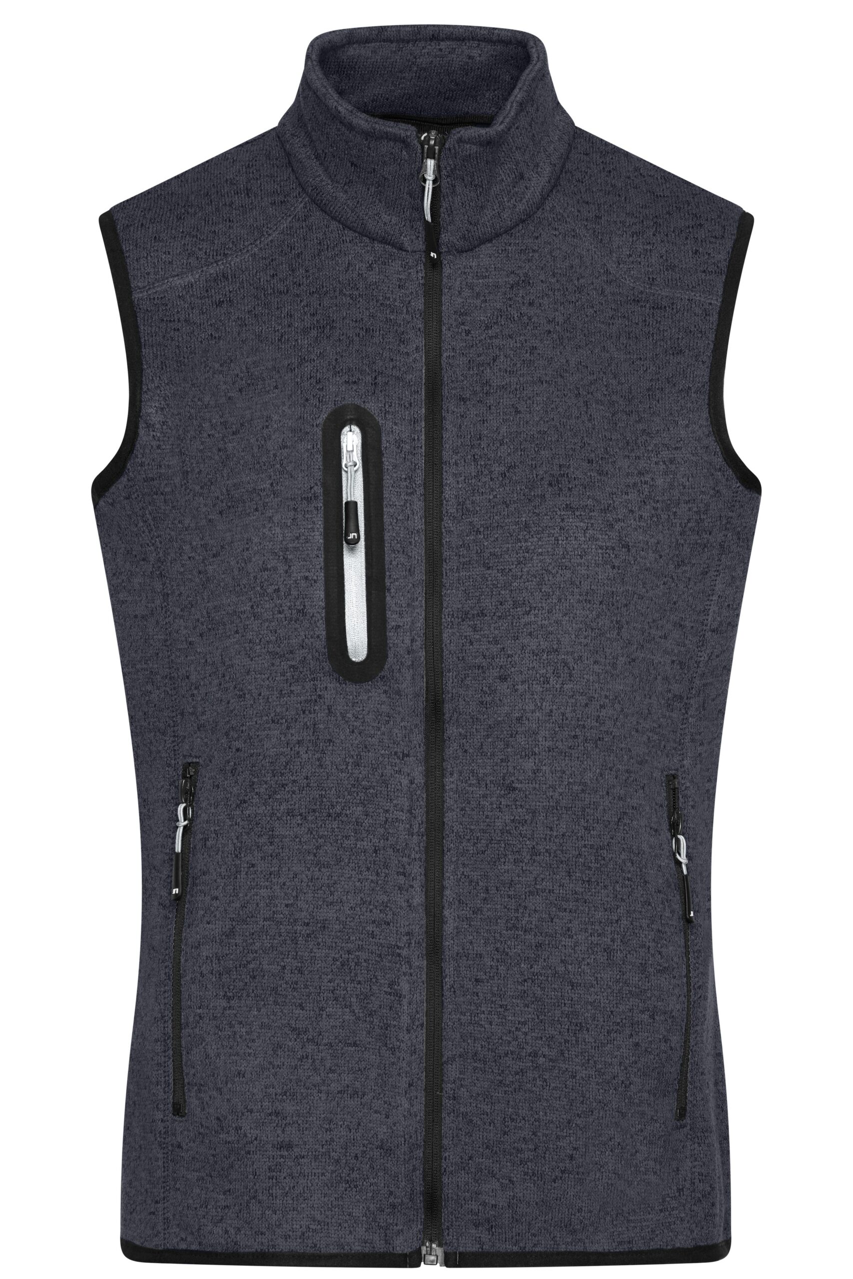 James & Nicholson Ladies' Knitted Fleece Vest JN773 - dark-grey-melange/silver
