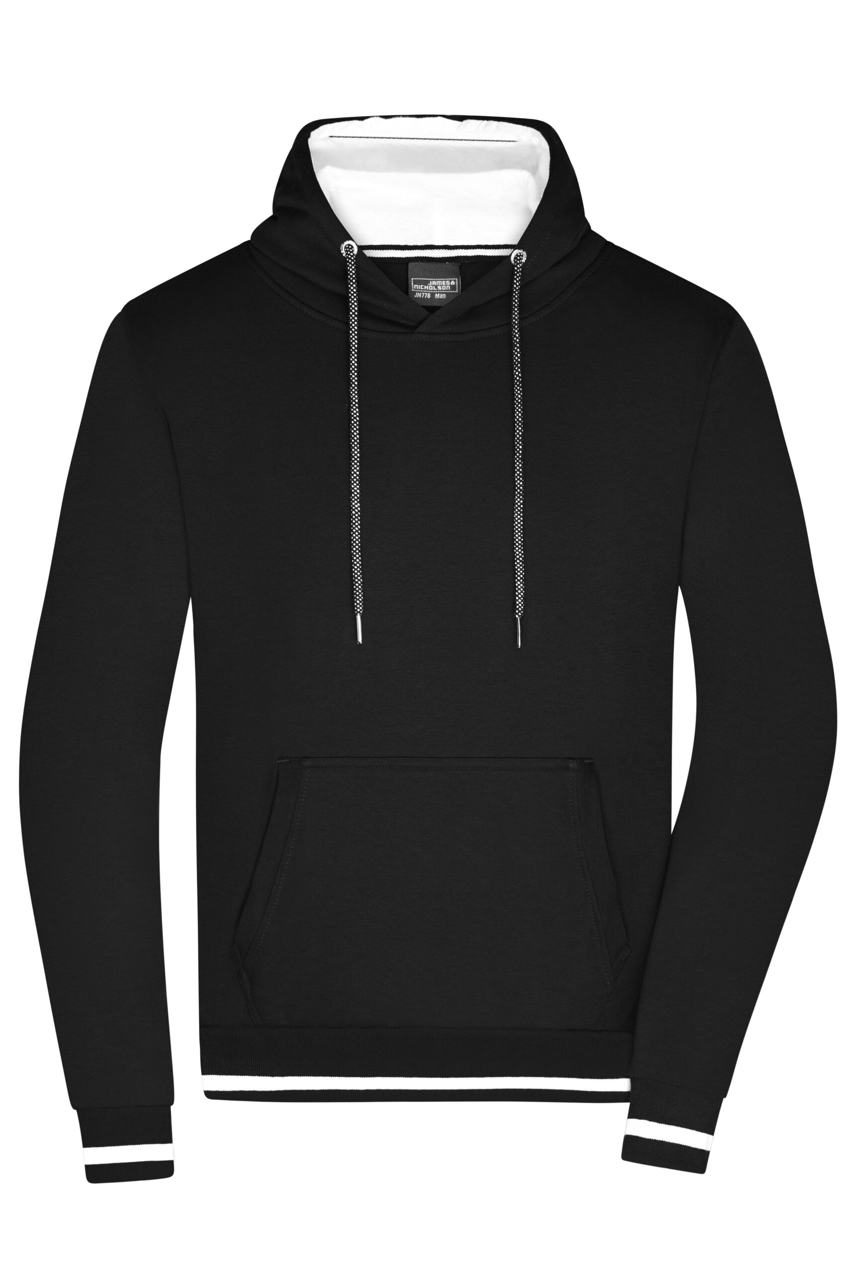 James & Nicholson Men's Club Hoody JN778 - black/white