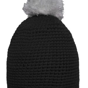 myrtle beach Pompon Hat with Contrast Stripe MB7964 - black/light-grey