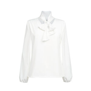Brook Taverner Andria L/S Tie Neck Blouse 2368 - White