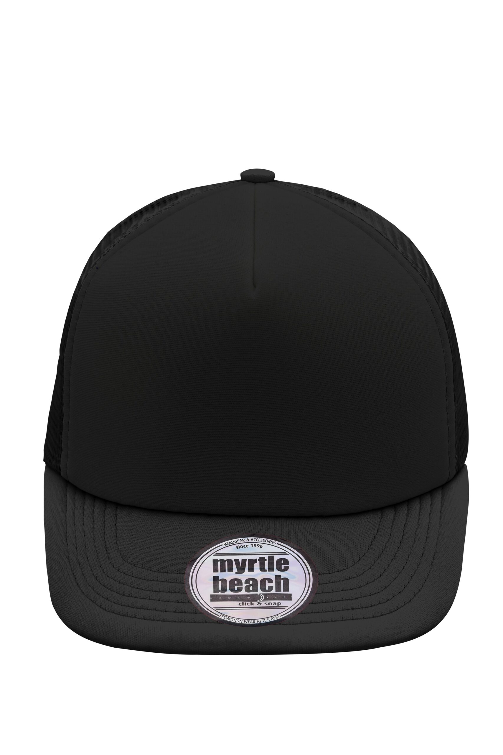 myrtle beach 5 Panel Flat Peak Cap MB6207 - black/black