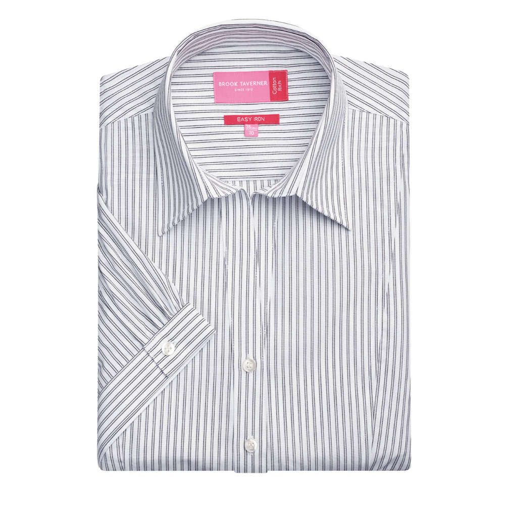 Brook Taverner Pescara Ladies' S/S Blouse 2217 - White/grey