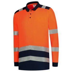 Tricorp Poloshirt High Vis Bicolor Lange Mouw 203008 - Fluor Orange-Ink