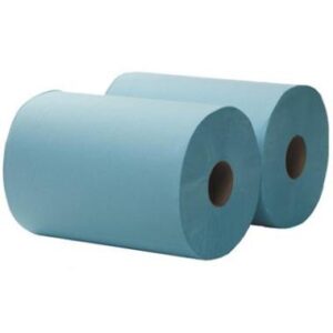 2-laags Maxirol poetsrol, 360 m x 36 cm, recycled, blauw - wit
