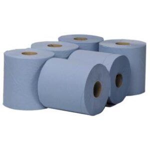 1-laags Midirol poetsrol, 300 m x 19,5 cm, recycled, met koker, blauw - wit