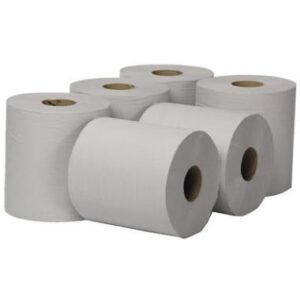 2-laags Midirol poetsrol, 150 m x 21 cm, recycled, wit - blauw