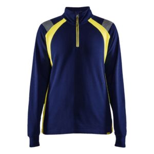 Blåkläder Dames sweatshirt halve rits Visible 34031158 - Marine/High Vis Geel