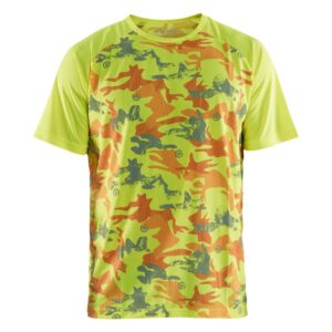 Blåkläder T-shirt functioneel camo 34251011 - High Vis Geel/Grijs