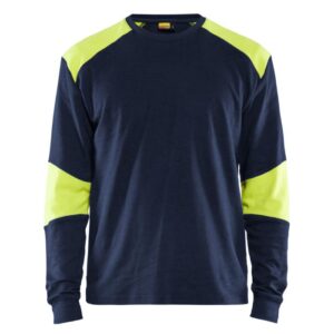 Blåkläder Vlamvertragend T-shirt lange mouwen 34571761 - Marine/High Vis Geel