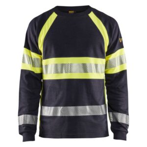 Blåkläder Vlamvertragend T-shirt lange mouwen 34841761 - Marine/High Vis Geel