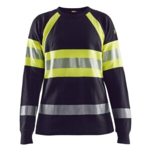 Blåkläder Vlamvertragend dames-T-shirt met lange mouwen 34941761 - Marine/High Vis Geel
