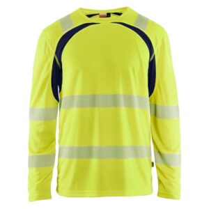 Blåkläder T-shirt lange mouwen High Vis 35991013 - High Vis Geel/Marineblauw