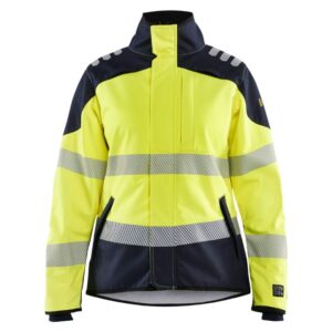 Blåkläder Multinorm Dames Softshell jack 44481560 - High Vis Geel/Marineblauw