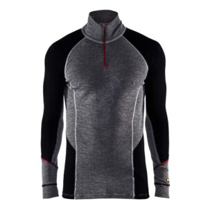 Blåkläder Onderhemd zip-neck 100% merino XWARM 46991736 - Medium Grijs/Zwart