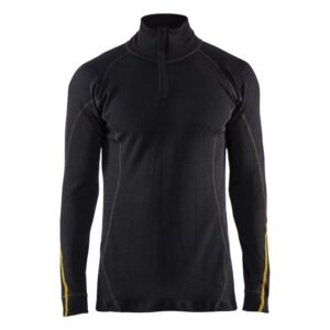 Blåkläder FR Onderhemd zip-neck 78% merino 47961075 - Zwart