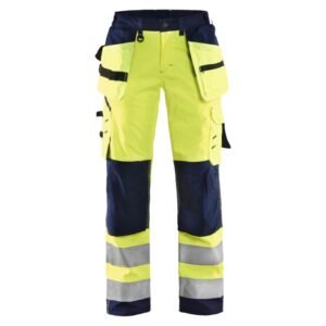 Blåkläder Dames Softshell werkbroek High Vis 71672517 - High Vis Geel/Marineblauw