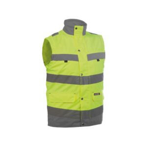 DASSY® Bilbao Hoge zichtbaarheidsbodywarmer 350100 - FLUOGEEL/CEMENTGRIJS