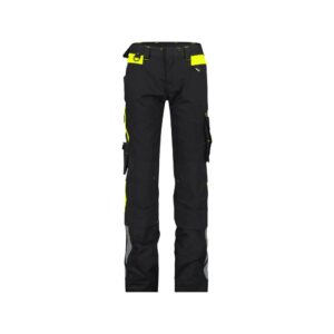 DASSY® Canton Women Werkbroek met stretch en kniezakken voor dames 201136 - ZWART/FLUOGEEL