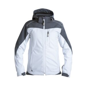 DASSY® Jakarta Women Tweekleurige softshell jas voor dames 300435 - WIT/CEMENTGRIJS