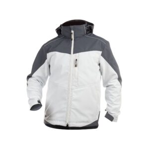 DASSY® Jakarta Tweekleurige softshell jas 300336 - WIT/CEMENTGRIJS