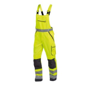 DASSY® Malmedy Hoge zichtbaarheidsbretelbroek met kniezakken 400156 - FLUOGEEL/CEMENTGRIJS