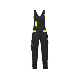 DASSY® Ulsan Bretelbroek met stretch en kniezakken 400166 - ZWART/FLUOGEEL