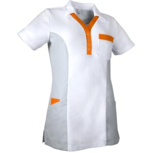 De Berkel BIBI Dames polo wit/grijs/oranje - wit/grijs/oranje