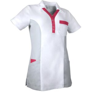De Berkel BIBI Dames polo wit/grijs/koraal - wit/grijs/koraal