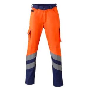 HAVEP 8704 broek - fluo oranje/marineblauw