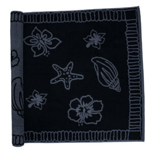 The one Strandhanddoek Hawaii 90 x 190 cm T1-Hawaii borduren - Black/Anthracite