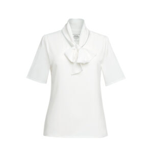 Brook Taverner Flavia S/S Tie Neck Blouse 2369 - White